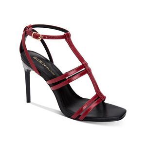 BCBGENERATION Womens Maroon Caged Effect Isabel Square Toe Stiletto Sandals 6 B
